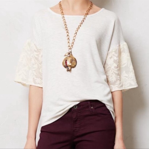 Anthropologie Tops - Dolan Left Coast Laced Lantern Top Lace Sleeve M